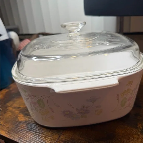 Corning Ware Pastel Bouquet 5 liters Glass Lid Floral Casserole Dish